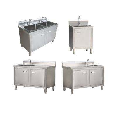 China With Double Faucet Sink Buffet Restaurant Sink Bowl Stainless Steel Sink Cabinet Bottom Cabinets for sale