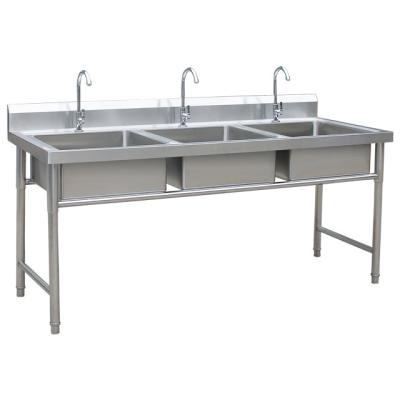 China With Faucet Wholesale Commercial Kitchen Restaurant Sink Commercial Stainless Steel Sink Double Bowl Wash Sink Basin for sale