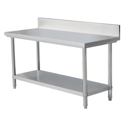 China With Customized Supply Kitchen Equipment Stainless Steel Worktable Shelves Round Cabinet Leg Workbench With Backrest for sale