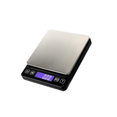 China Kitchen Measures 3KG Digital Backlight LCD Display Food Kitchen Scale Kitchen Weight Rectangle Electronic Blue Scale for sale