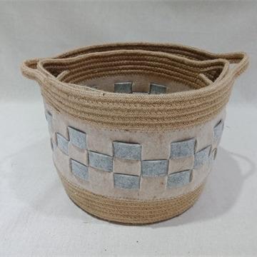 China 2020 Sustainable Woven Laundry Basket Storage Best Selling Baskets Felt With Jute Storage Basket for sale