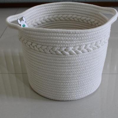 China Sustainable New Design Laundry Hamper Cotton Rope Storage Basket for sale