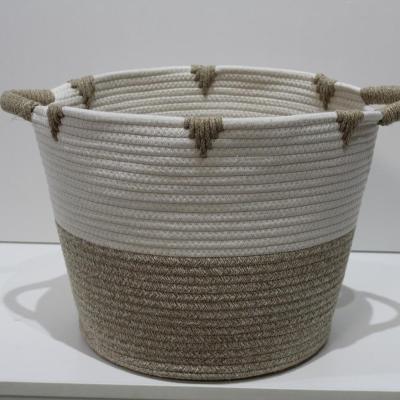 China 2020 new viable hot sale novel storage basket laundry basket soft decorative 100% cotton rope basket for sale