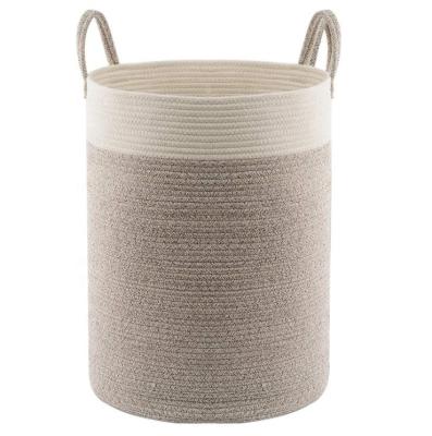 China Sustainable Wholesale Natural Cotton Rope Woven Basket Splicing Manual Storage Woven Basket for sale