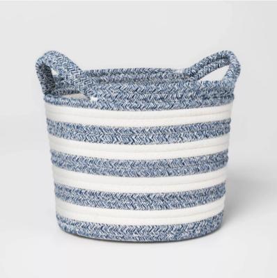 China Viable Woven Rope Storage Baskets Laundry Basket For Kids Covering Toy Nursery Clothes Hamper Basket for sale