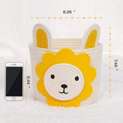 China Sustainable Animal Storage Basket For Kids Baby Diaper Plush Storage Bin Rope Basket for sale