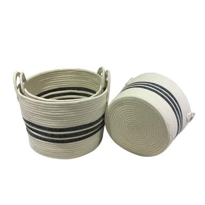 China Wholesale Custom Viable Soft Durable Cotton Rope Storage Baskets Hand Made Organize Cotton Rope Storage Basket With High Quality for sale