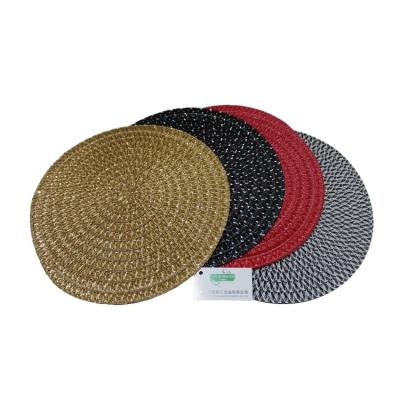 China Sustainable Natural Handmade Multiple Colors Woven Cotton Rope Round Coasters Dining Place Mat Cotton Rope Table Mat for sale