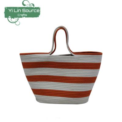 China Bag Woman Promotion Cotton Canvas Beach Rope Handle Handmade Tote Handbag Custom for sale