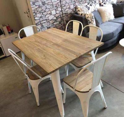 China Industrial Coffee Table Vintage Wooden Top Metal Base Coffee Table With Metal Leg for sale