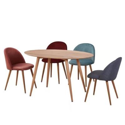 China Round Modern Wood Living Room Chairs Table Set Around Revolving Dining Table for sale