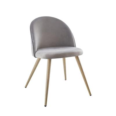 China Dining Chair Hot Selling Gray Velvet Fabric Modern Dinning Chair With Metal Legs Chairs for sale