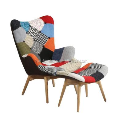 China High Quality Comfortable Modern Extended Wing Chair Leisure Chair Living Room Furniture / Fabric Covered Sectional Sofa With Stool for sale