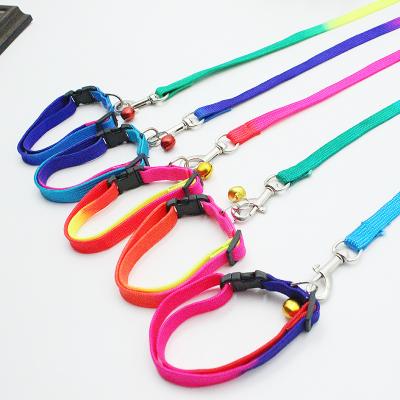 China Small Cat Rabbit Kitten Nylon Leash C&C Puppy Harness Collar Lead Rainbow Color Viable Adjustable Dog Leash for sale