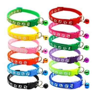 China C&C Viable Manufacturer Wholesale Multi Colors Print Adjustable Nylon Pet Cat Dog Collar With Bell for sale