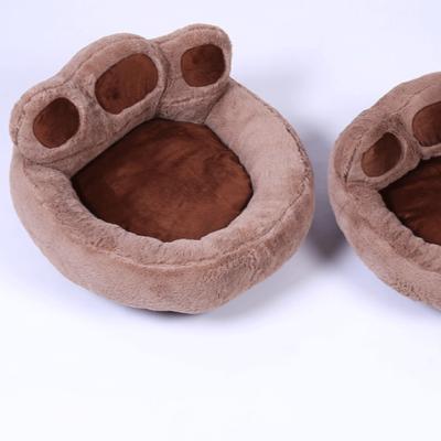 China Fashionable Dog Pet Bed Paw Shape Dog Bed Round Material Cat Pet Bed Breathable Luxury Corduroy Whosale for sale