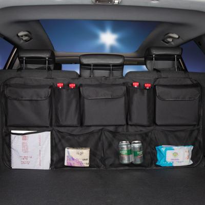 China Brief & Single Color Oxford High Quality Leather SUV Auto Car Back Seats Trunk Luggage Storage Bag Organizer for sale