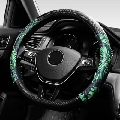 China Camouflage Forest New Creative Summer 38cm Anti Slip Breathable Leather Steering Wheel Cover For Auto Car SUV for sale