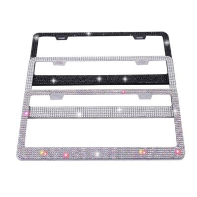 China High Quality Bling Bling 31*16cm USA Version Car SUV Stainless Steel Auto Rhinestone Crystal License Plate Frame Holder for sale