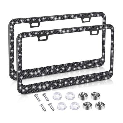 China No Stainless Steel High Quality Rhinestone Bling Bling Car Auto SUV USA Canada Standard License Plate Frame for sale