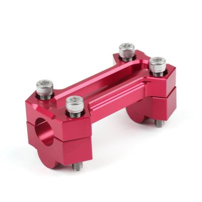 China Aluminum CNC Machined Motorcycle Handlebar Mount Clamp Riser Handle Bar Aluminum Red Anodized Riser for sale