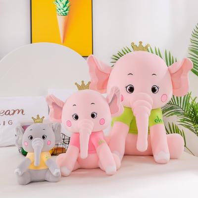 China HECION Eco-friendly Kids Sleep Accompany Crown Plush Stuffed Toy Bedding Pillow Home Sofa Decoration Doll Sofa Pillow Cute Elephant for sale