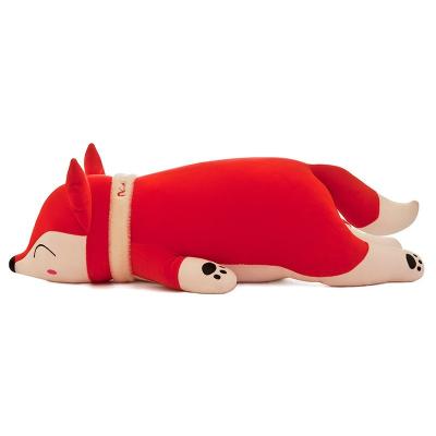 China HECION Doll Factory Price Animal Fox Toy Doll With Smiling Face Expression Fox With Scarf Stuffed Winter Bedding Pillow Plush Toy for sale