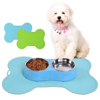 China HECION Mat Food Pad Factory Price Viable Hot Sale Silicone Bone Shaped Pet Food for sale