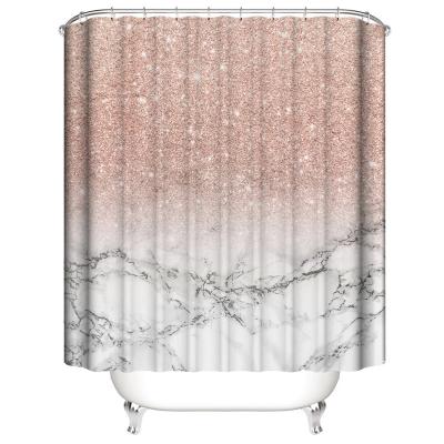 China HECION Luxury Glitter Multi Size Bath Accessory Stylish Marble Shower Curtain Sustainable Bath Accessory With Hook for sale