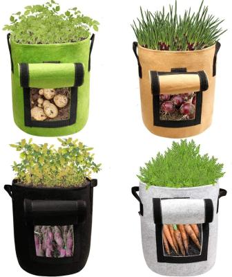 China HECION Plant Fiber Plant Cloth Potted Plant Grow Bags Potato Grow Bag With Flap For Vegetables And Fruit 4/7/10/15 Gallon for sale