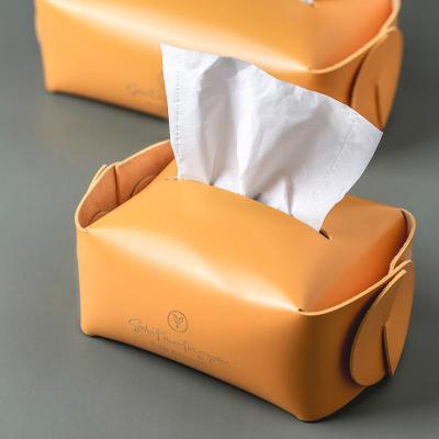 China HECION Minimalist Leather Boxcar Tissue Box Drawer Living Room Bathroom Tissue Bag Tissue Box Towel Holder for sale