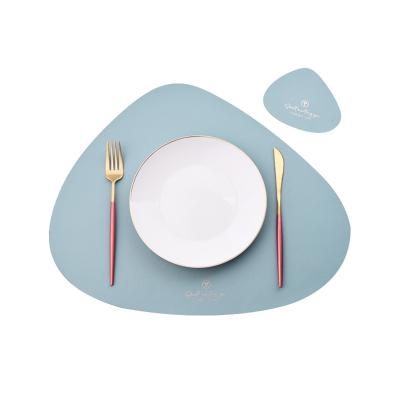 China HECION PU Place Mat Set Coaster Set For Sustainable Luxury Modern Leather Restaurant Hotel Home for sale