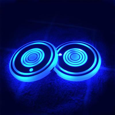 China HECION Viable Car Led Coaster USB Rechargeable Automobile LED Colorful Luminous Water Coffee Coaster for sale