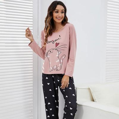 China Factory Custom QUICK DRY Women's Sleepwear Spring Pajamas Set Round Collar Comfortable Ladies Homewear Suits for sale