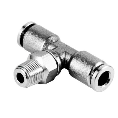 China Control Tee Stainless Steel 14mm Threaded Pneumatic Accessories Auto Pneumatic Quick Connector for sale