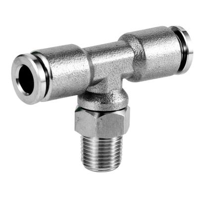 China Control Tee Stainless Steel 12mm Threaded Pneumatic Accessories Auto Pneumatic Quick Connector for sale