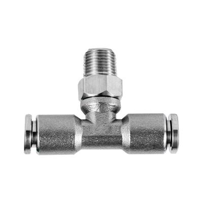 China Control Tee Stainless Steel 10mm Threaded Pneumatic Accessories Auto Pneumatic Quick Connector for sale