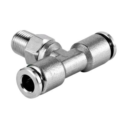 China Control Tee Stainless Steel 6mm Threaded Pneumatic Accessories Auto Pneumatic Quick Connector for sale