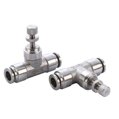 China Connect Pipes Stainless Steel Pneumatic Pusher SA-6 Air Connector SA Throttle Valve Speed ​​Regulating And Pressure Regulating Quick Connector for sale