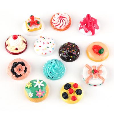 China Wholesale Europe new round 26mm donut cake design resin cabochon decoration accessories for sale