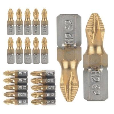 China Durable 10x 25mm / 5x 50mm Anti Slip PH2 Titanium Plated Screwdriver Bit Hexagon Screwdriver Head for sale