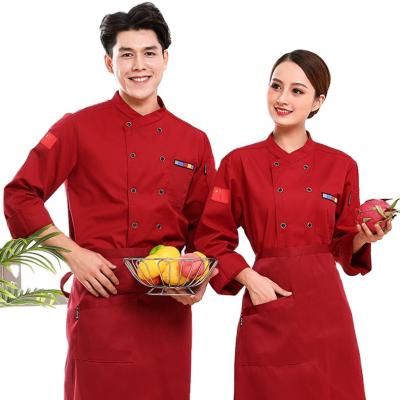 China restaurant & bar restaurant & 2021 Bar Hotel Chef Uniform Breathed Long Sleeve Same Style Spring / Summer For Men And Women for sale