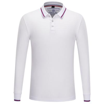 China 2021 New Men's Anti-shrink Spring Men's Women's Polo Shirt White Long Sleeve Unisex Anti-Shrink T-Shirt for sale