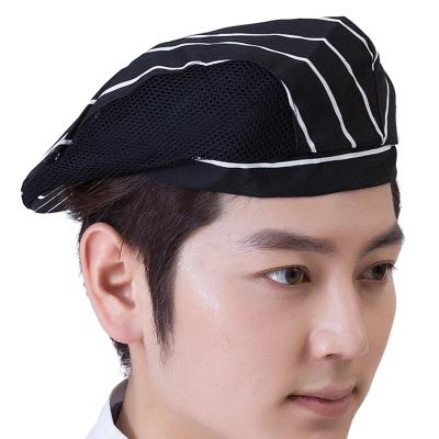 China High Quality Lined Striped Hats Beret Factory Supplying Front Hotel Restaurant Chef Waiter Service Chef Waiter Outlet for sale