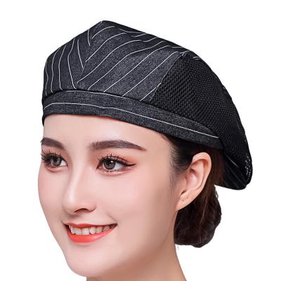 China Factory Outlet Catering Chef Forward The Cowboy Cap Hotel Restaurant Chef Waiter Hats Beret Factory High Quality Striped Outlet for sale