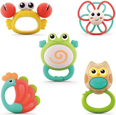 China Cheap Toy High Quality Inflatable Baby Plastic Rattle Toys Eco-friendly Kids Baby Plastic Rattle and Teether for sale