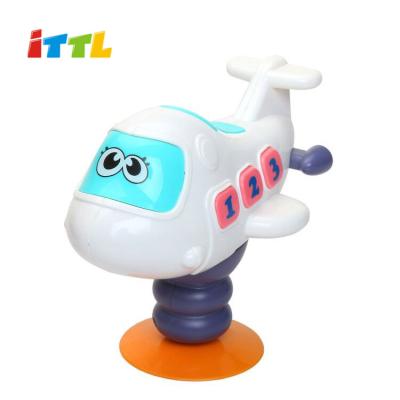 China Newly Bouncing Baby Musical Toy Swing Airplane Spring Plastic Toys With Flashing Lights 22*12*21cm for sale