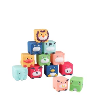 China 12 Pcs Bathing Toy Squeezing Healthy Whistle Battery Animal Series Colorful Bath Toys With BB Whistle A1503979-2V for sale