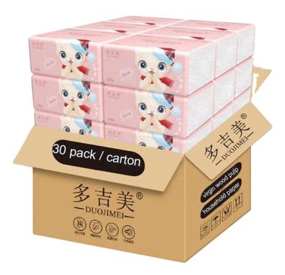 China Soft Wholesale Custom 100% Virgin Facial Tissue Bundle Wood Pulp Embossed Facial Tissue Paper Soft Cleanser 30 Bundles Tissues for sale