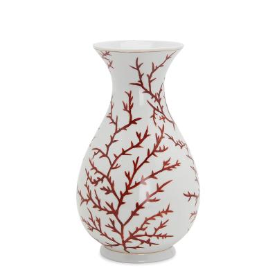 China V107 Minimalist Art Decor Ceramic Red Vase 12 Inch Porcelain Flower Vase Home Decor Tabletop Vase for sale